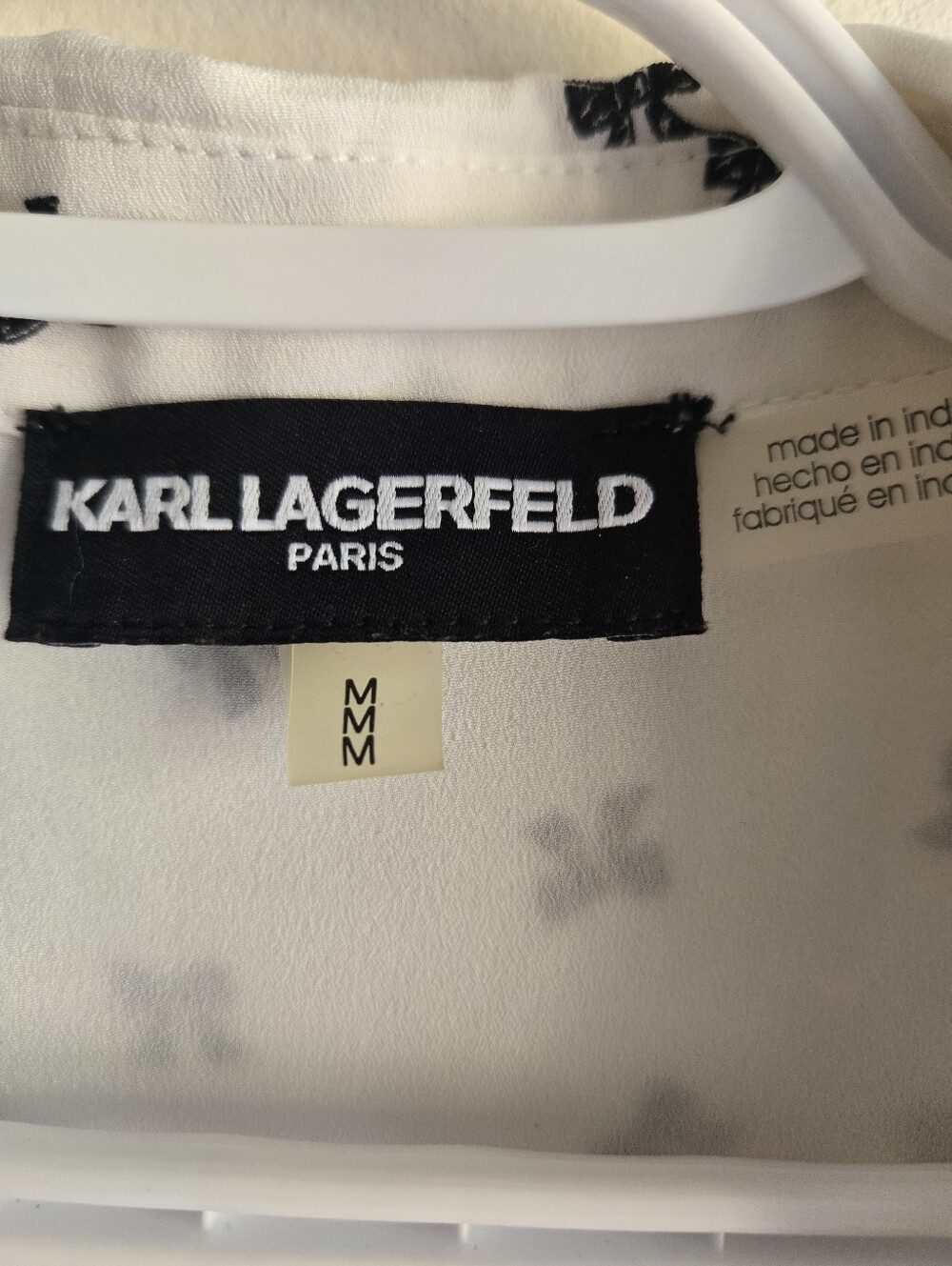 Karl Lagerfeld White Button-Down Shirt with Black Bow Motif - Picture 3 of 3